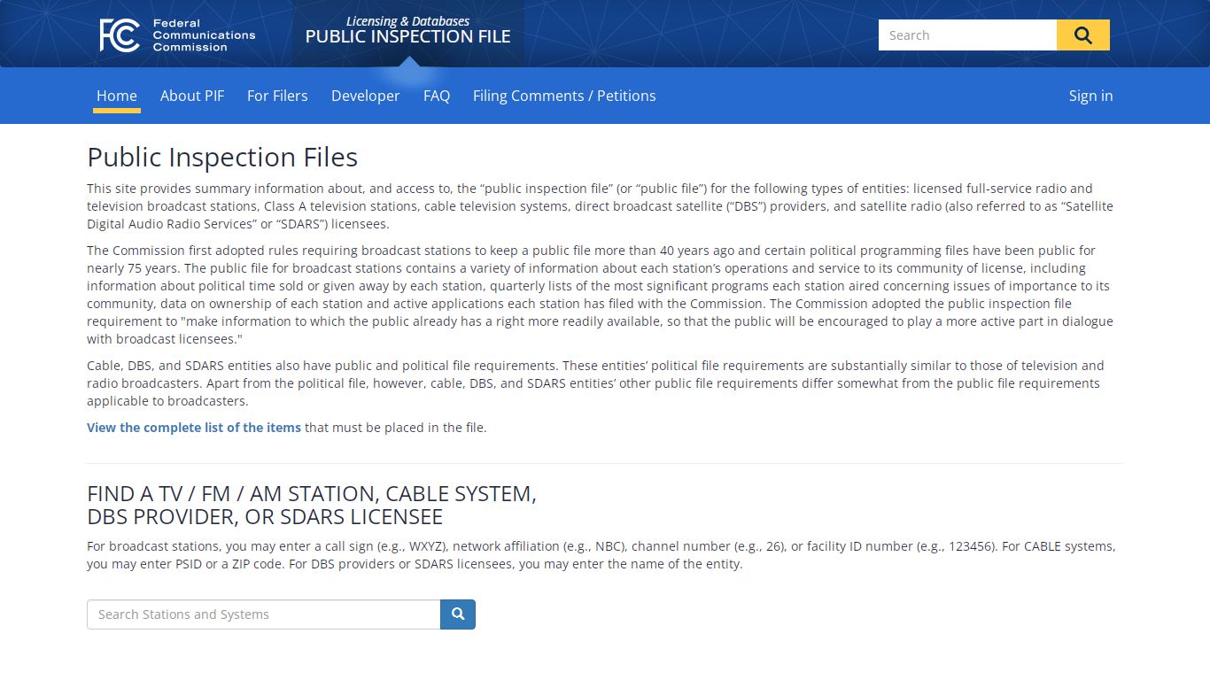 Home - FCC Public Inspection File
